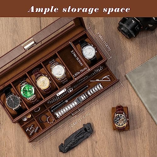 ProCase Watch Box, 6 Slot Watch Display Case with Drawer -Espresso - Image 2