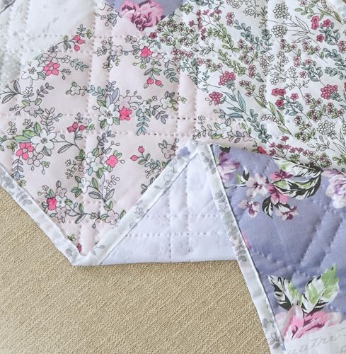 Brilliant Sunshine Blue & Pink Rose Toile Couch Armrest Organizer, 35"×13" - Image 6