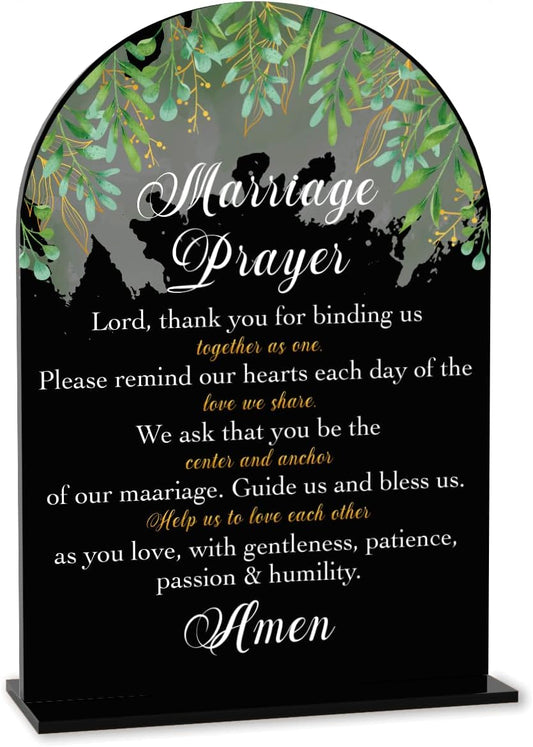 Black Marriage Prayer Sign, Wedding Engagement Bridal Shower Christian Religious Decor for Reception Ceremony Anniversary Party, Weddings Acrylic Sign
