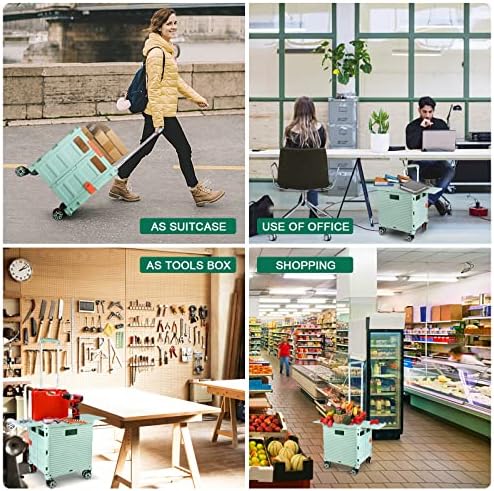 FELICON SELORSS Folding Utility Cart Portable Rolling Crate Handcart-Green - Image 6