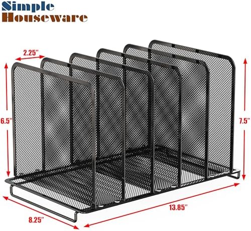 Simple Houseware Expandable 5 Section Upright File Sorter Organizer, Black - Image 6
