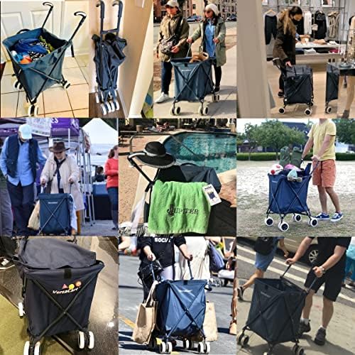 Versacart Transit -The Original Patented Folding Shopping and Utility Cart, Water-Resistant Heavy-Duty Canvas with Cover, Double Front Swivel Wheels, Compact Folding, Transport Up to 120 Pounds, Blue - Image 7