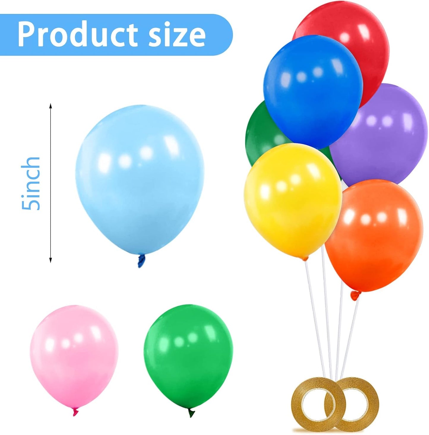 KAWKALSH Metallic Gold Balloons 5 Inch, 100Pcs Small Mini Latex Balloons for Party Birthday Baby Shower Anniversary Festival Arch Garland Decoration