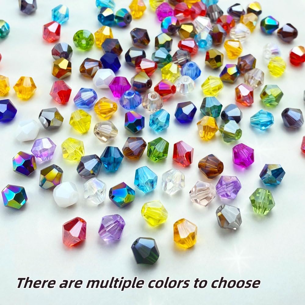 250pcs 6mm Bicone Crystal Glass Beads Loose Spacer Beads Faceted Craft Beads for Jewelry Making DIY Necklace Bracelet Earring Wind Chimes Suncatchers Ornamen(Mine Gold)