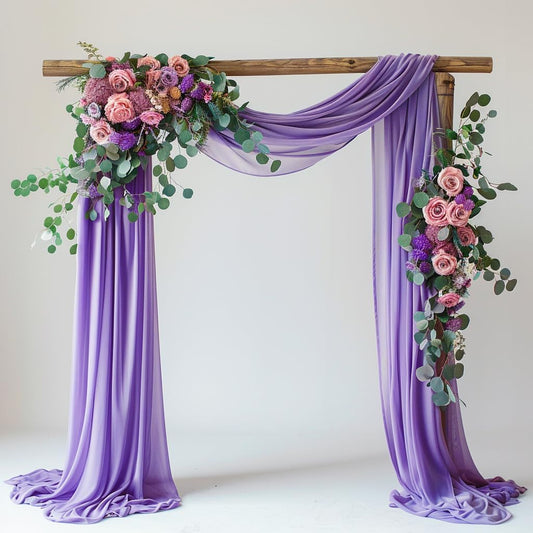 Wedding Arch Draping Fabric 1 Panel 28.7" x 20FT Lavender Purple Sheer Chiffon Backdrop Drapes for Wedding Ceremony Birthday Party Bridal Shower Outdoor Decoration