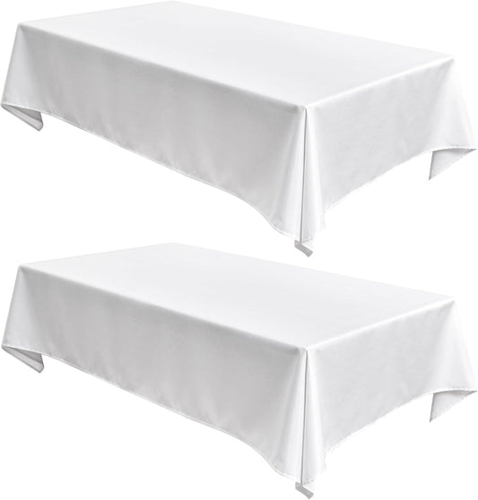 Fitable Faux Linen Tablecloths 2 Pack, Faux Burlap Fabric Table Clothes for Rectangle Tables, Rustic Table Covers for Kitchen Dining, Party, Farmhouse (White, 54 x 78 Inch)