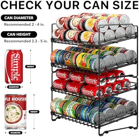 Simple Houseware 2 Tier Stackable Can Rack, Black, 2 Pack - Image 5