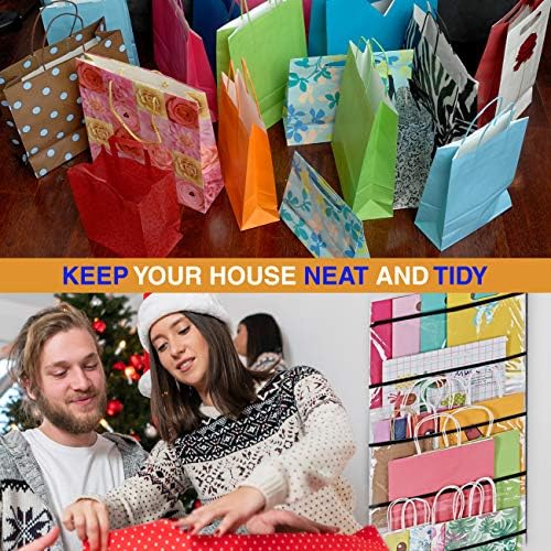ProPik Hanging Double Sided Gift Bag Storage Organizer with Multiple Front and Back Pockets Organize Your Gift Wrap, Tissue Paper, and Paper Bags 38 x 16 Inch PVC (Black) - Image 6