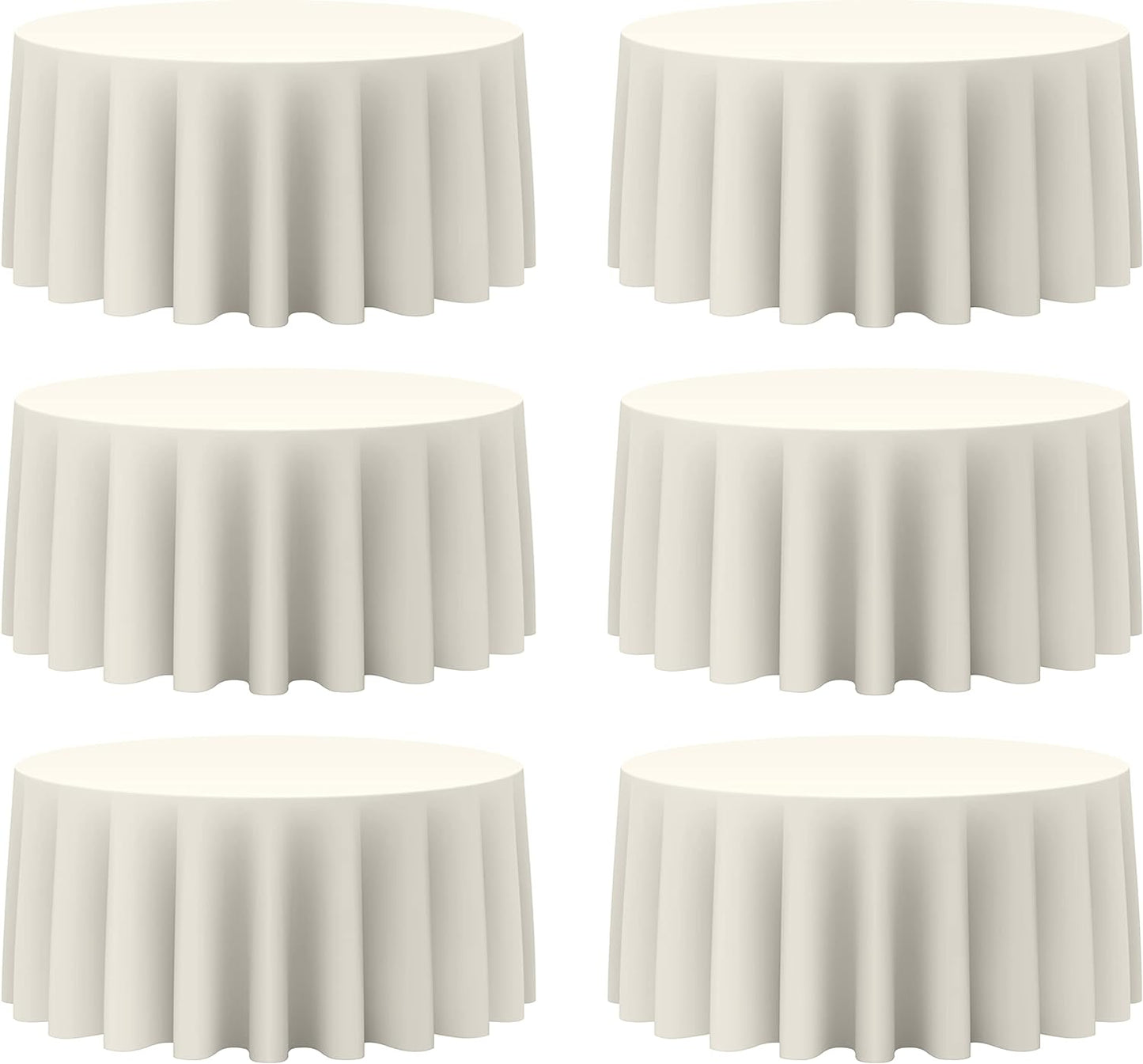 BRILLMAX 6 Pack Ivory Round Tablecloths 132 Inch - Circle Bulk Linen Polyester Fabric Washable Table Cloth Cover for Wedding Reception Banquet Birthday Party Buffet Restaurant
