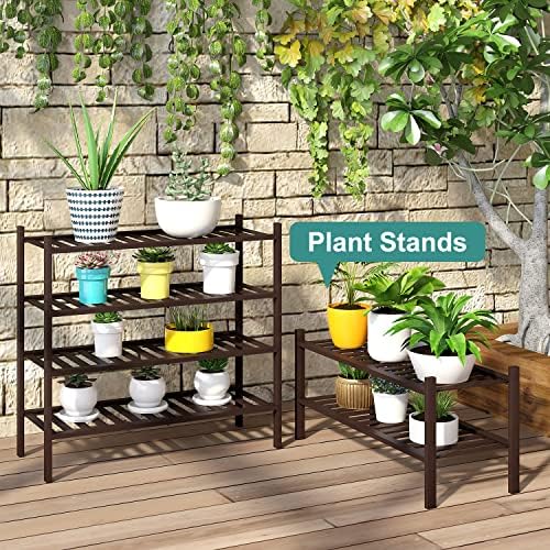 viewcare 2-Tier Shoe Rack for Entryway, Bamboo Shoe Rack for Closet, Free Standing Shoe Racks for Indoor Outdoor, Stackable Shoe Shelf Storage Organizer for Hallway Closet - Image 7