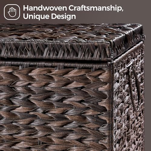 165L Handwoven Wicker Storage Basket with Lid, Large Storage Trunk - Image 4