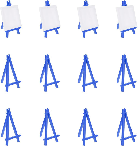 MECCANIXITY Mini Plastic Display Easels, 6.3"x3.4"A-Frame Plastic Painting Tabletop Easels Holder Stand for Photos Cards Artists Beginners Displaying Small Canvases Art(Pack of 12, Blue)