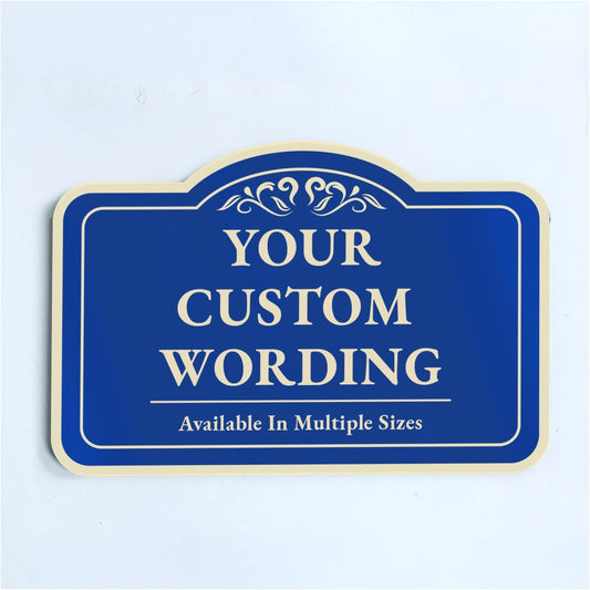 Custom Decorative Outdoor Metal Sign - Personalized Aluminum Driveway Sign, Waterproof, Made In USA - Design 1 Blue Steel 24x18 In