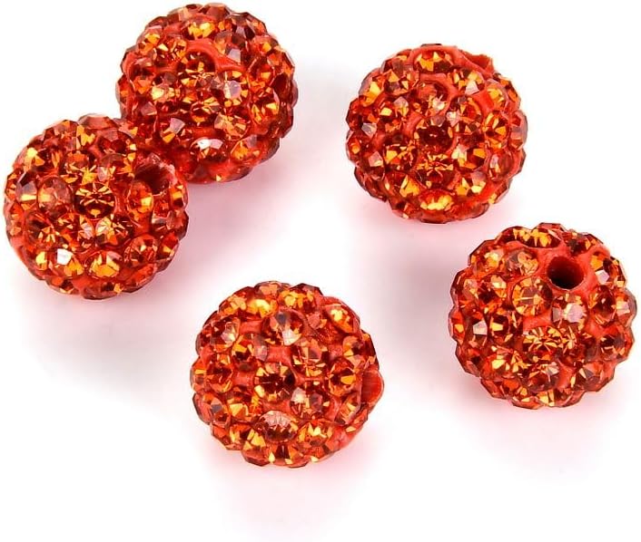 100pcs Adabele Grade A Suncatcher Crystal Rhinestone Pave Loose Beads 8mm Sun Orange Polymer Clay Disco Ball Spacers Compatible with Shamballa All Craft Jewelry Making DB8-12