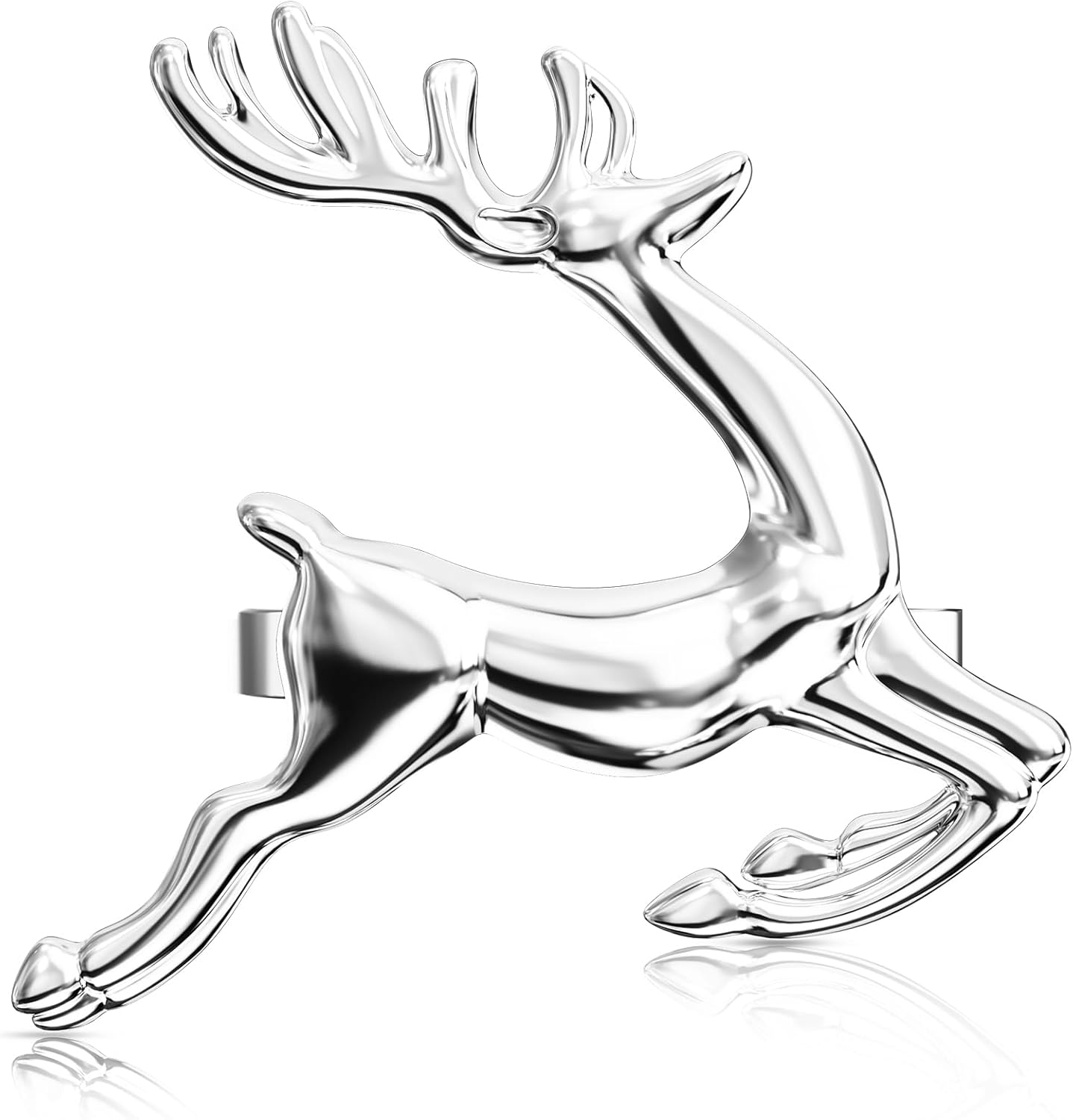 ZeeDix Silver Reindeer Christmas Napkin Rings Set of 12, Napkin Holder Ring for Christmas Dinner Table Decor Cloth Napkins, Wedding Receptions, Holiday Party, Banquet and Home Kitchen
