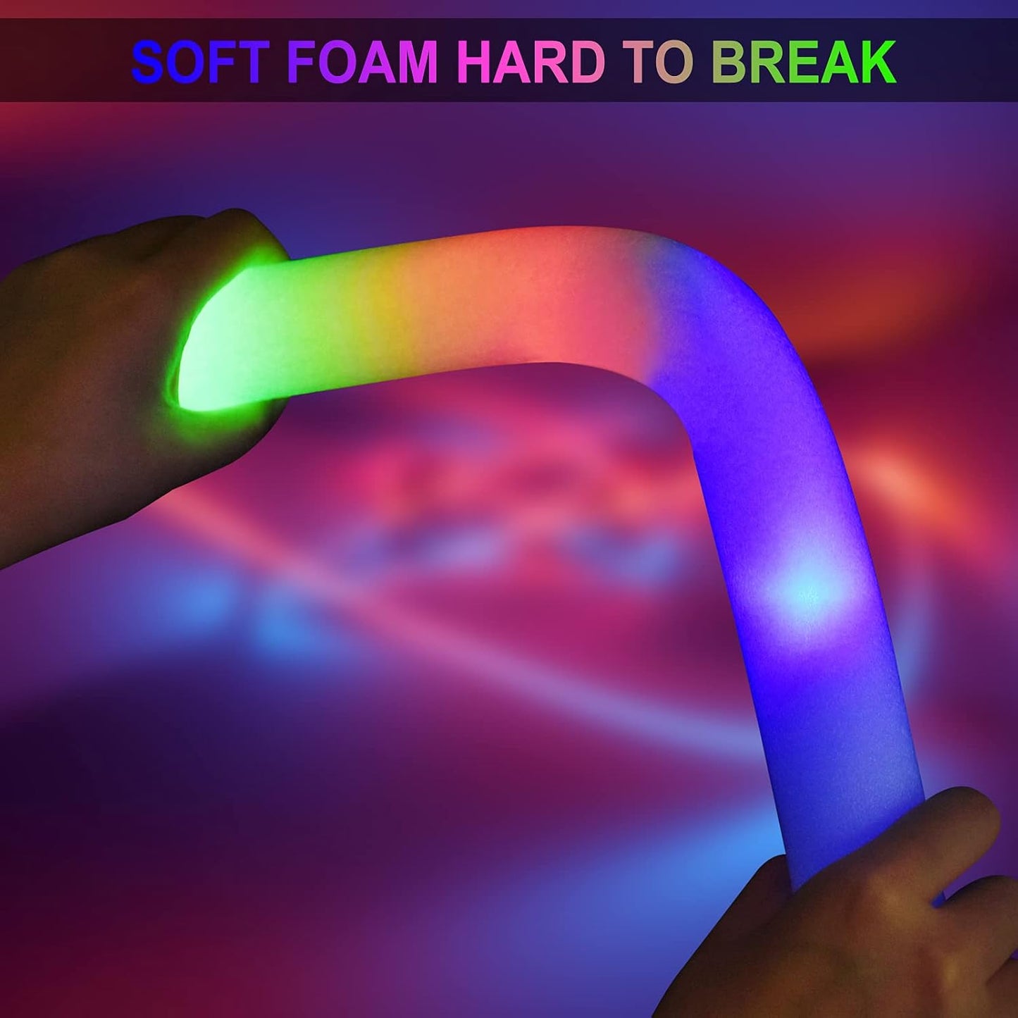 LifBetter 45 Pcs Glow Sticks Bulk- LED Foam Sticks in The Dark with 3 Modes Flashing Led Foam Multicolor Batons Light up Party Favors for Birthdays, Weddings, Concerts, Festivals