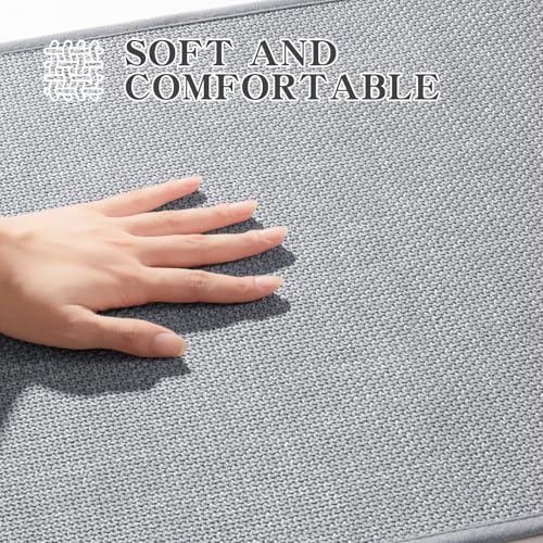 chakme Bathroom Rugs Mat U-Shaped 24x17, Ultra ThinNon Slip Bath Mat Small Quick Dry Absorbent Bath Matfor Bathroom Floor, (Light Grey, U-24"x17") - Image 6