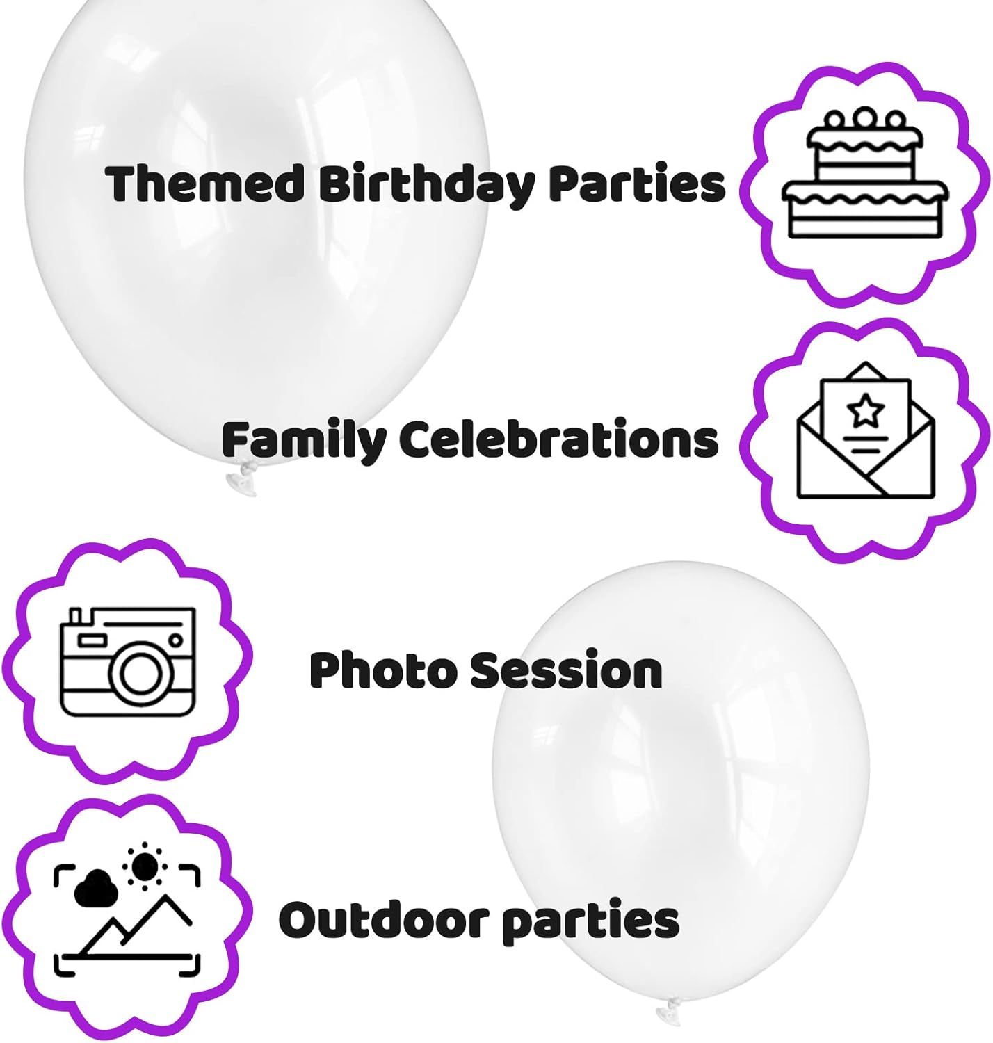 110pcs Clear Balloons, Clear Latex Balloons 12 inch, Transparent Balloon for Birthday Party Baby Shower Wedding(with 2 Ribbons)