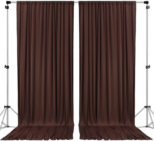 AK TRADING CO. 10 feet x 8 feet IFR Polyester Backdrop Drapes Curtains Panels with Rod Pockets - Wedding Ceremony Party Home Window Decorations - Brown