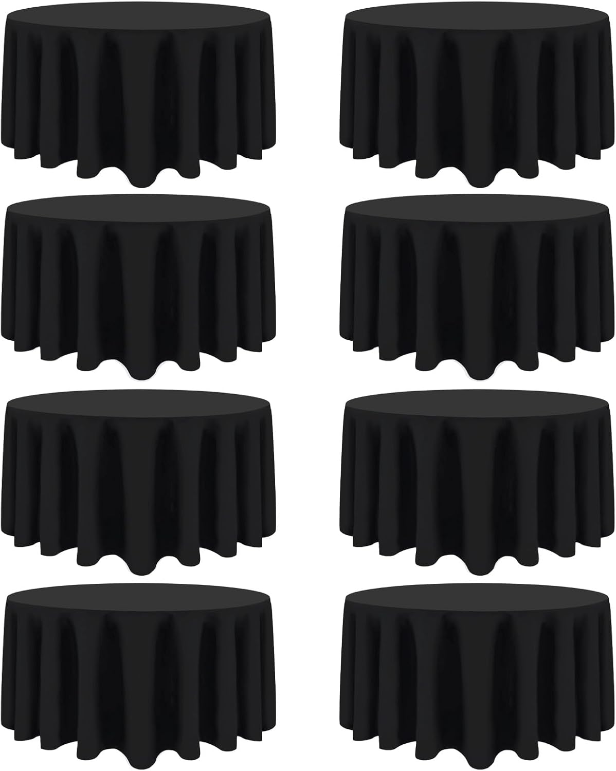 8 Pack Black Round Tablecloth 120 Inch Black Table Cloth Stain and Wrinkle Resistant Reusable and Washable Polyester Fabric Table Covers for Buffet Wedding Party and Banquet