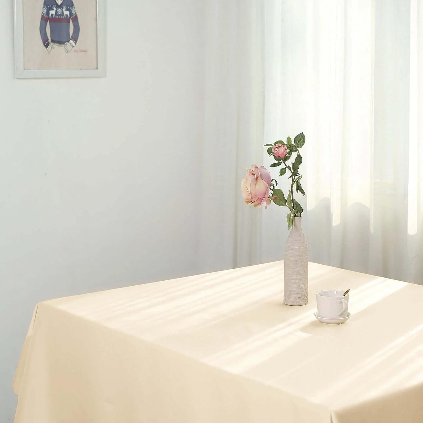 Efavormart 54x54 Beige Wholesale Linens Seamless Polyester Square Linen Tablecloth for Wedding Banquet Party Restaurant