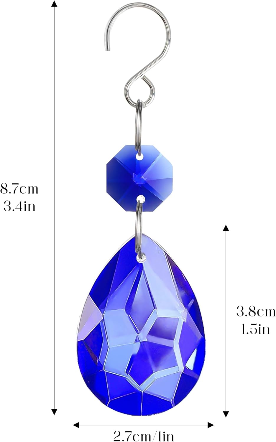 H&D HYALINE & DORA 3Inch Crystal Suncatcher Bauhinia Prisms Pendants 10Pcs Chandelier Crystals Replacement Hanging Sun Catcher Beads for DIY Arts Crafts Decor (Blue)