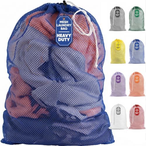 Handy Laundry Mesh XL Laundry Bag 24"x36", Heavy Duty Drawstring, Blue by Handy+Laundry