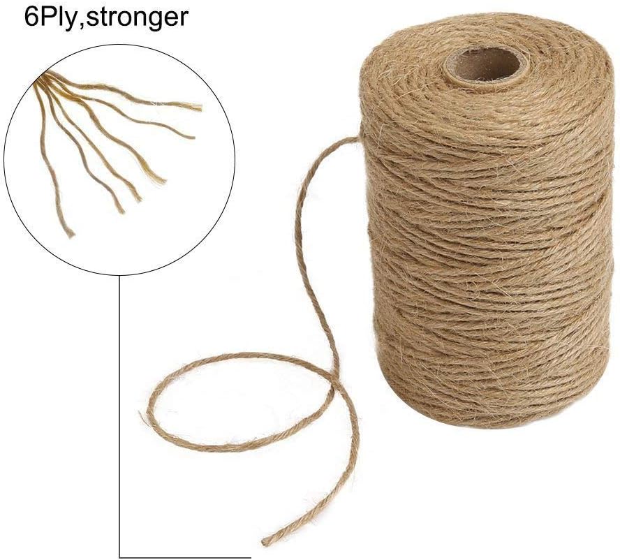 Tenn Well Jute Twine, 328Feet 2.32mm 6Ply Natural Garden Twine, Heavy Duty Jute String for Crafts, Gift Wrapping, Gardening, Farmhouse Decor, Christmas Decorations