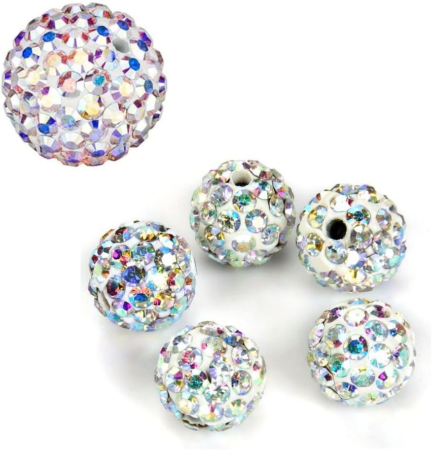 100pcs Adabele Grade A Suncatcher Crystal Rhinestone Pave Loose Beads 6mm Clear AB Polymer Clay Disco Ball Spacers Compatible with Shamballa All Craft Jewelry Making DB6-2