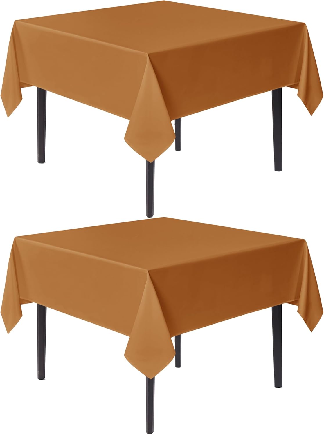 sancua Thanksgiving Square Tablecloths 54x54 Inch Bronze, 2 Pack - Fabric Fall Table Cloth for Square or Round Tables, Washable Polyester Table Cover for Dinner, Holiday Party, Display Tables