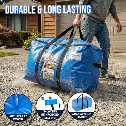 TAILI 6 Pack Blue Extra Large Moving Bags,Storage Bags with Visible Window - Image 3