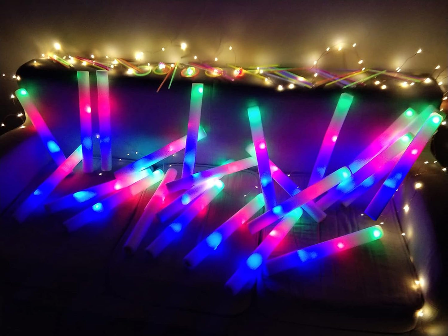 Foam Glow Sticks 110 Pcs,Glow in The Dark Party Supplies Light Up Batons Party Favors with 3 Modes Colorful Flashing for Party Wedding Birthday Concert Halloween Christmas