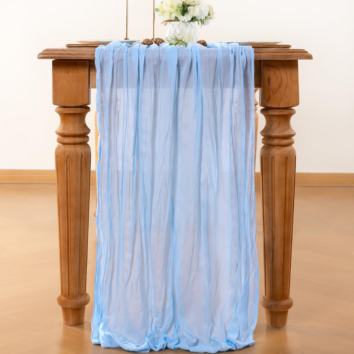 Light Blue Table Runner Cheesecloth Table Runner 10FT Farmhouse Table Runners 120 Inches Fall Table Decor Dining Room Centerpiece Wedding Boho Baby Shower Birthday