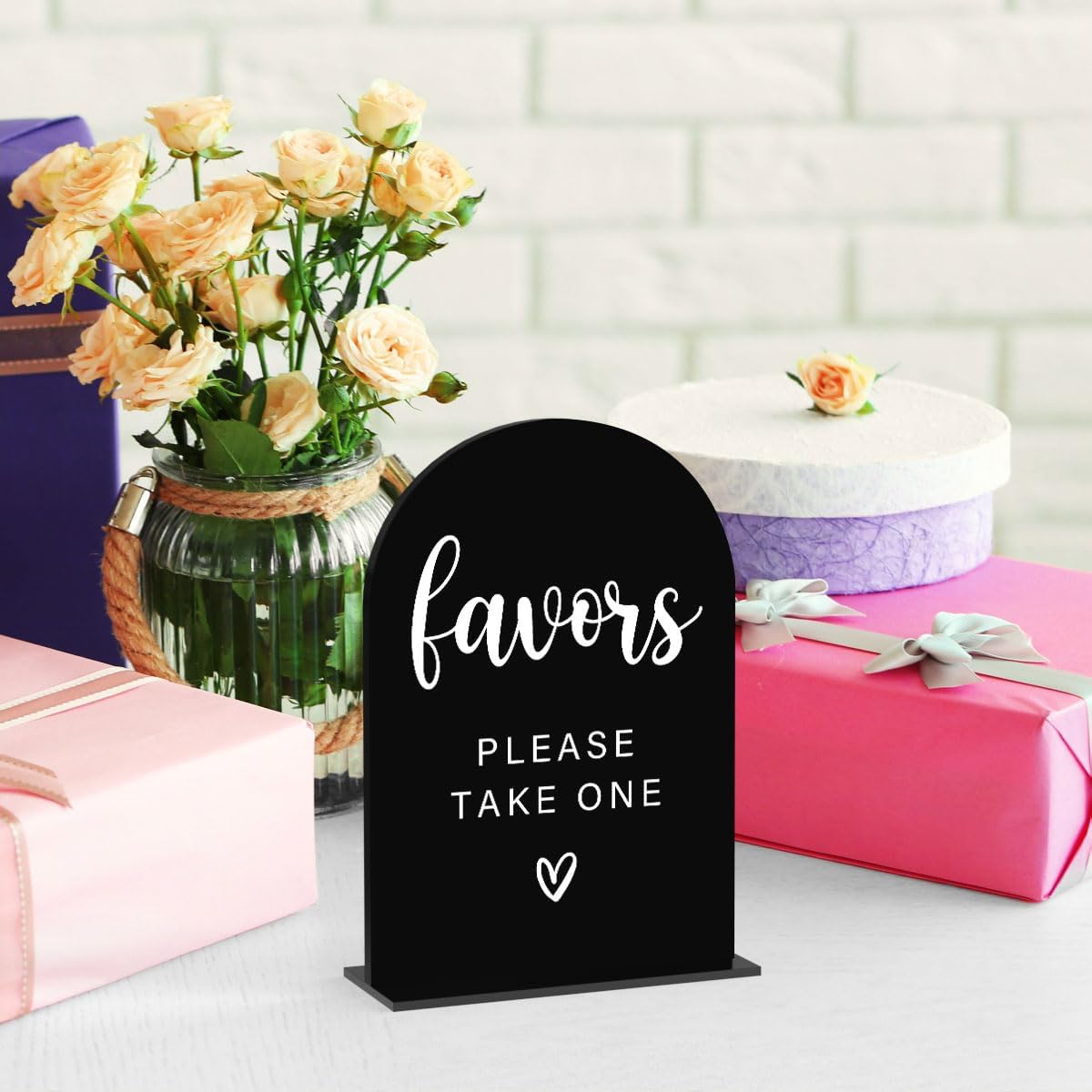 Acrylic Wedding Sign, Bridal Shower Decorations, Favors Please Take One Sign for Ceremony, Modern Font Table Signs, Acrylic Table Top Signs for Wedding Reception and Event Party (Black)