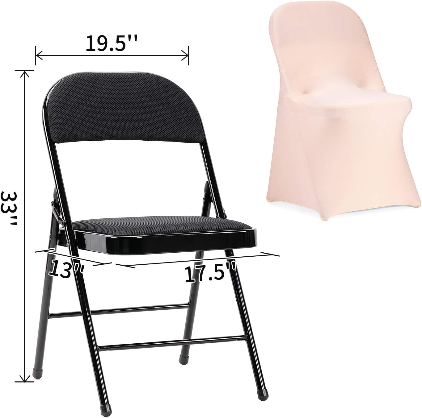 Peomeise Stretch Spandex Folding Chair Cover for Wedding Party Dining Banquet Event (Blush Pink,25pcs)