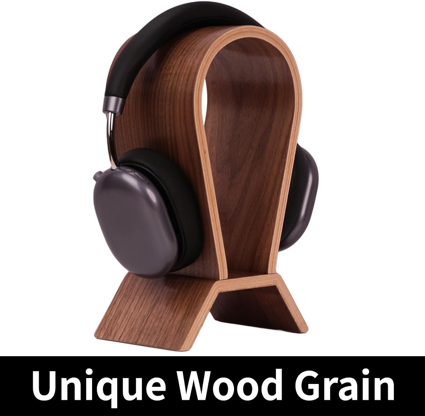 Wood Headphone Stand for Desk - Headset Holder Cute Gaming Wooden Headphones Hanger Hook Rack Base Storage Head Phone Accessories