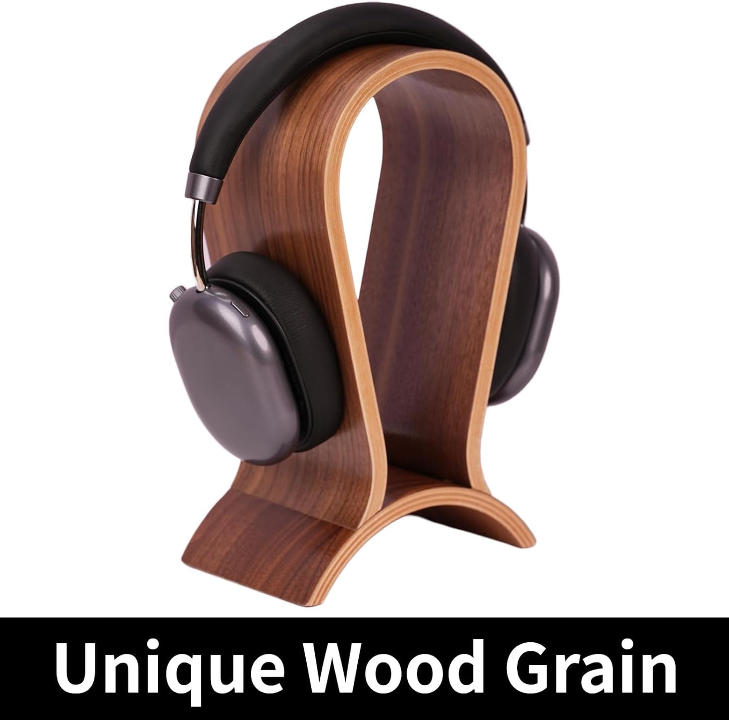Wood Headphone Stand for Desk - Headset Holder Cute Gaming Wooden Headphones Hanger Hook Rack Base Storage Head Phone Accessories