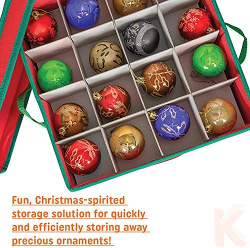 Durable Non-Woven Christmas Ornament Storage Box with Removable lid, Stores up-to 64 Standard Holiday Ornaments & Xmas Decorations For Seasons To come - 12 x 12 Inch 4 Layer Ornament Storage Container - Image 5