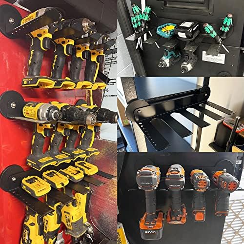 ULIBERMAGNET Magnetic Power Tool Organizer, Utility Storage Rack Shelf with Screwdriver Holder,Wall Mount Heavy Duty Cordless Drill Holder,Removable Tool Rack Suitable for Garage, Workshop - Image 2