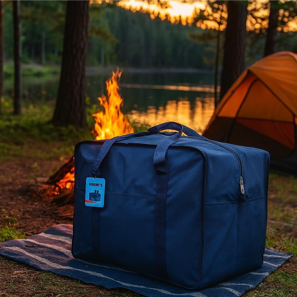 Extra Large Foldable Duffel Bag for Travel – Heavy-Duty Cargo Bag with Zippers & Reinforced Handles, TSA Approved, Water-Resistant size 29 x 24 x 15.5 inch(BLUE, 70lb) - Image 4