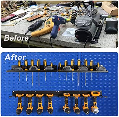 UU-Major Power Tool Organizer with Charging Station,Drill Holder Wall Mount,Garage Storage Shelves for Organization and Storage,Heavy Duty Pegboard Wall Organizer Set Solid Metal Black 2 Pack 4 Set… - Image 6