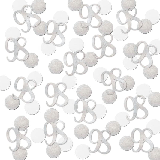 Silver Glitter 98 Confetti, 98th Birthday Number Confetti, 200pcs Anniversary Party Table Decoration Supplies