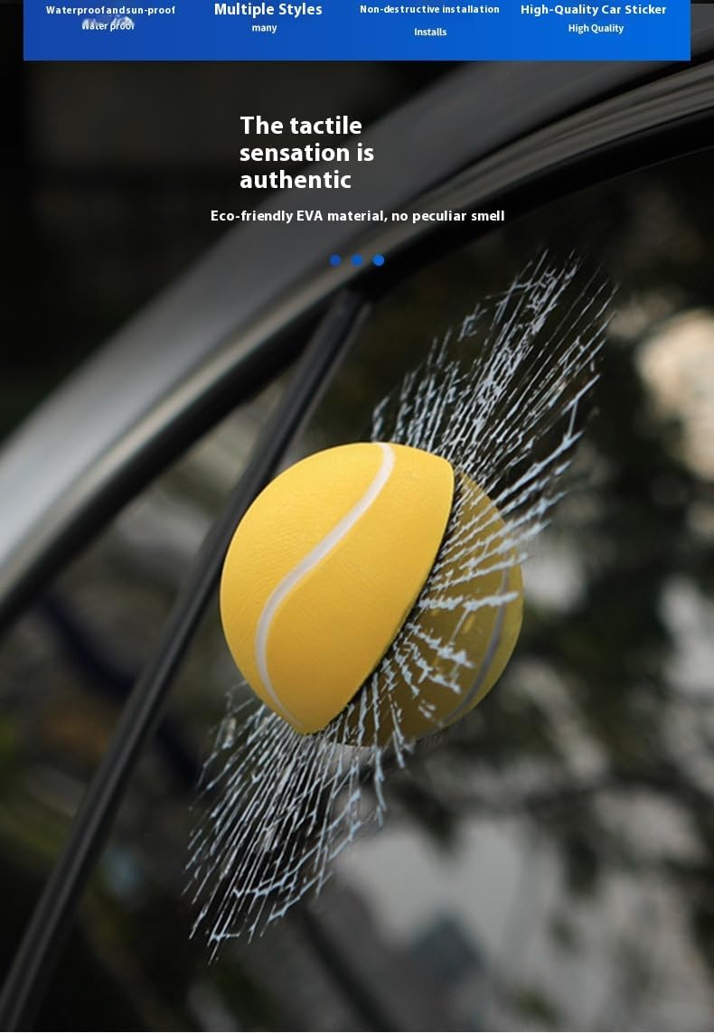 Car 3D elf Ball car Sticker, car Window Funny Creative Decorative Sticker(18cmx18cmx3cm) (Yellow Football)
