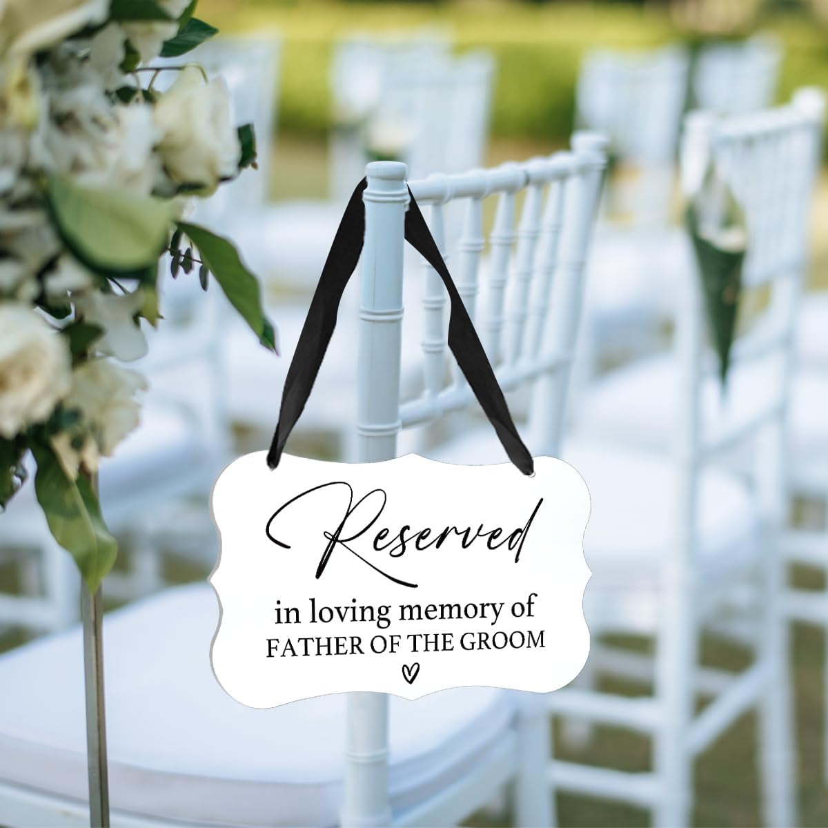 Acrylic Wedding Sign, Ring Bearer Sign, Reserved Seating Signs, for Father of The Groom, Rustic Wedding Decor Signs, Acrylic Wall Art With Ribbon for Chairs Weddings Decor and Event Party (White)