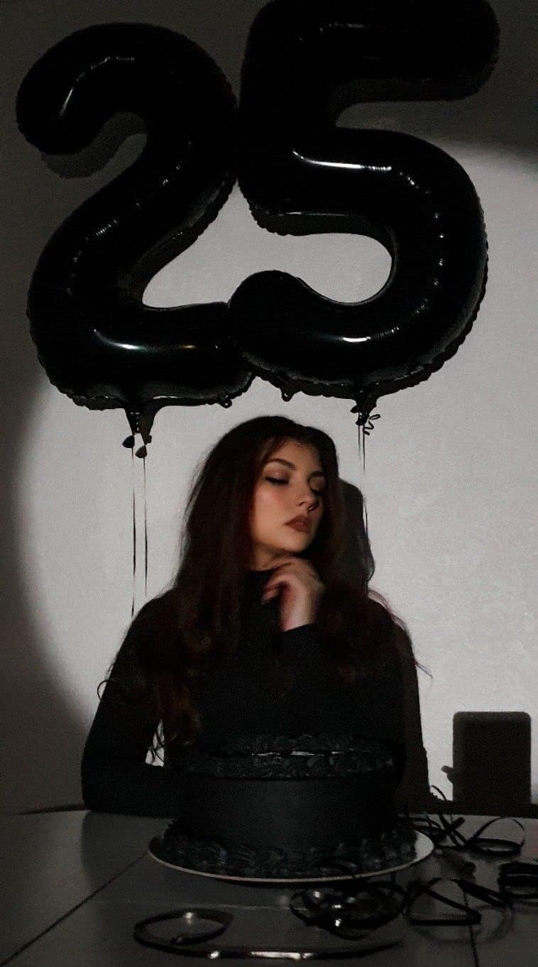 40 Inch Black Number Balloon 0-9(Zero-Nine), Big Size Happy Birthday Balloon, Foil Helium Big Number Balloon for Birthday Celebration Decorations Graduations Anniversary Photo Shoot