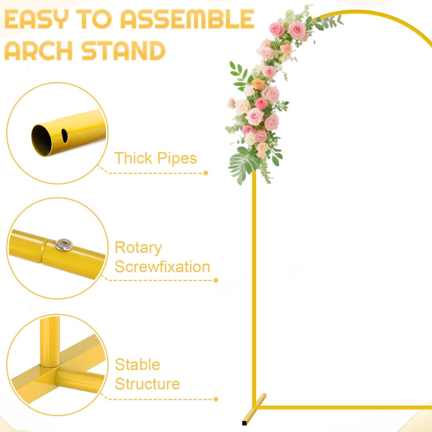 FUHSY 7.2FT Arch Backdrop Stand and Cover Set Balloon Metal Arch Stand with White Arched Backdrop Cover Wedding Arches Backdrops Stand Cover for Birthday Party Baby Shower Decor Indoor Outdoor