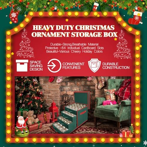 Premium Christmas Ornament Storage Box Keeps 64 3" & 4 Individual Trays ﻿ - Image 5