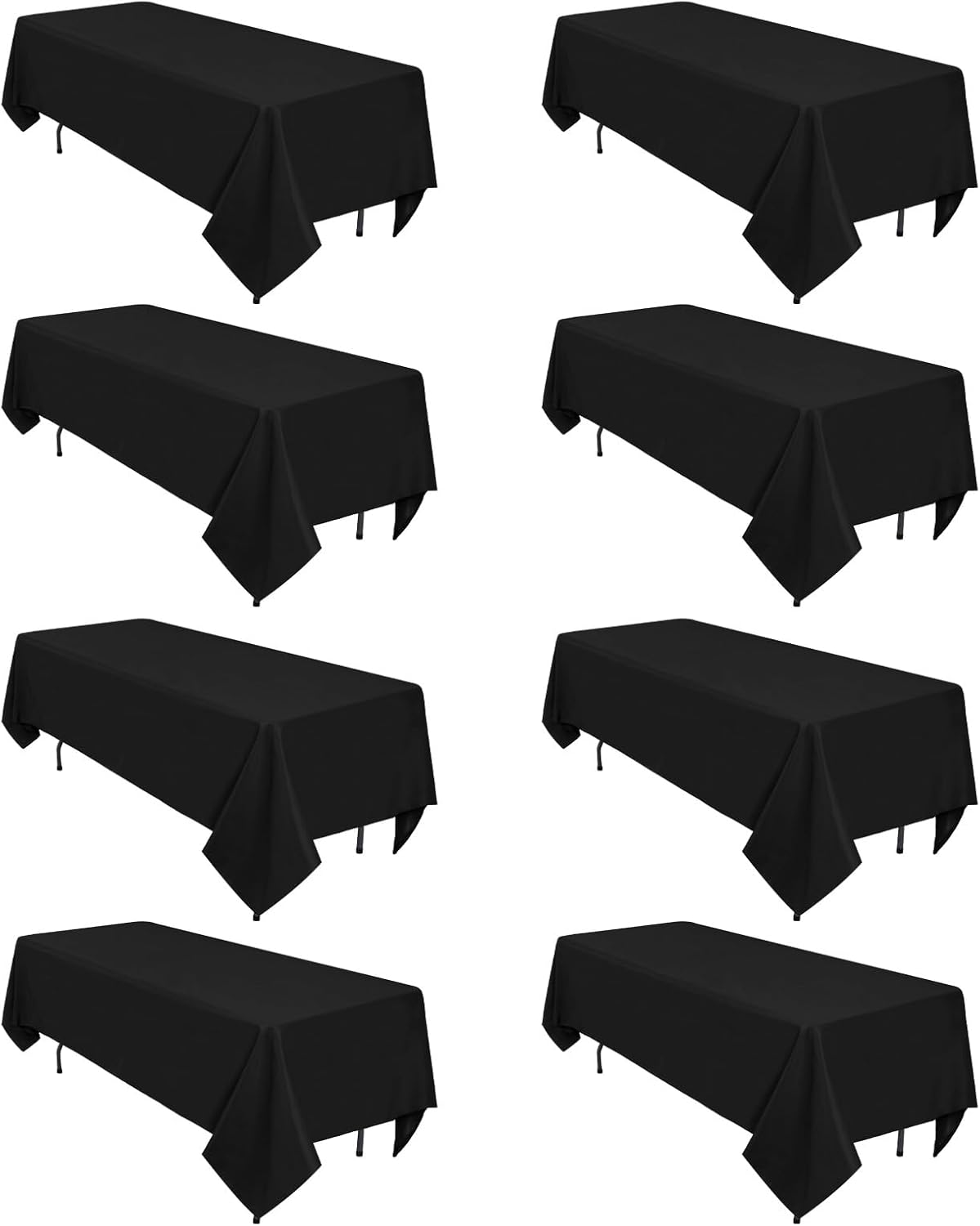 8 Pack Black Tablecloths 60 x 84 Inch Rectangular Table Cloths for Rectangle Tables 4ft, Wrinkle Resistant Black Table Cloth Washable Polyester Fabric for Buffet Wedding Party Banquet