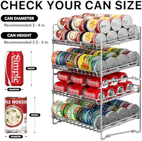 Simple Houseware 2 Tier Stackable Can Rack, Silver, 2 Pack - Image 5