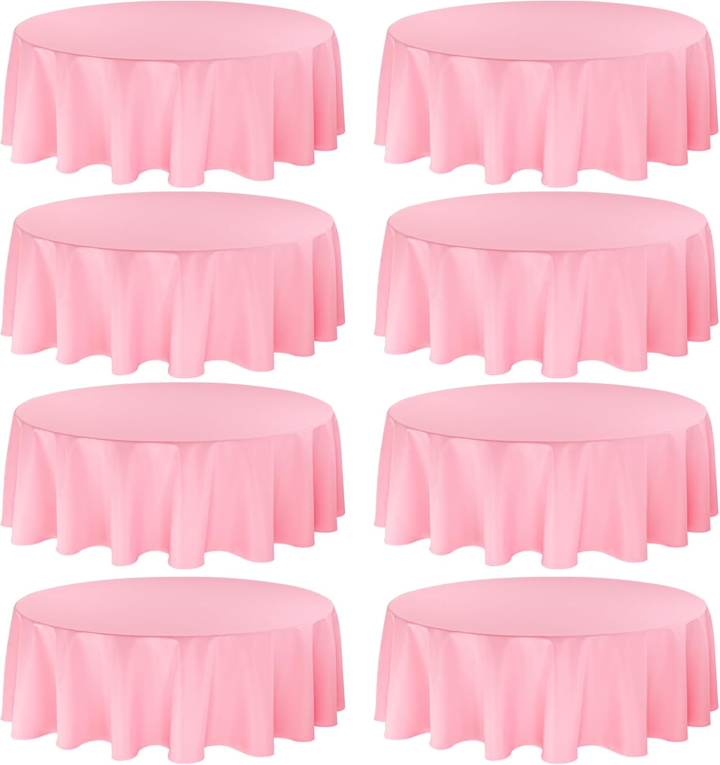 8 Pack Round Tablecloth 70 Inch Pink Round Table Covers Bulk Washable Polyester Fabric Table Clothes for Wedding Party Reception Banquet Buffet Restaurant (Pink, 70 Inch)